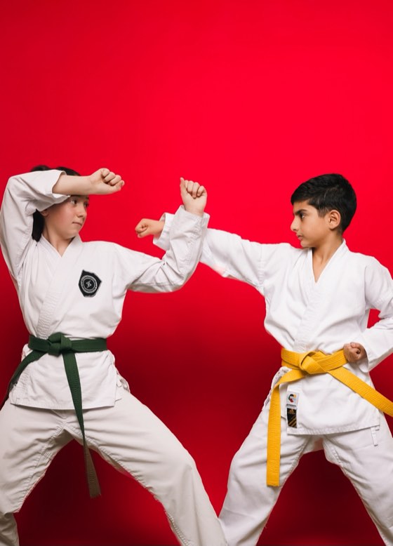 Two students demonstrating kumite