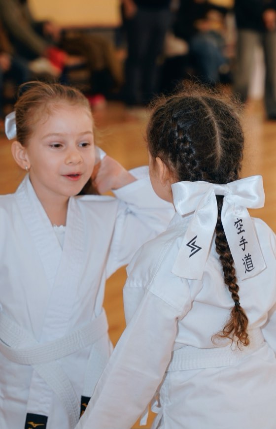 Smiling girls during training