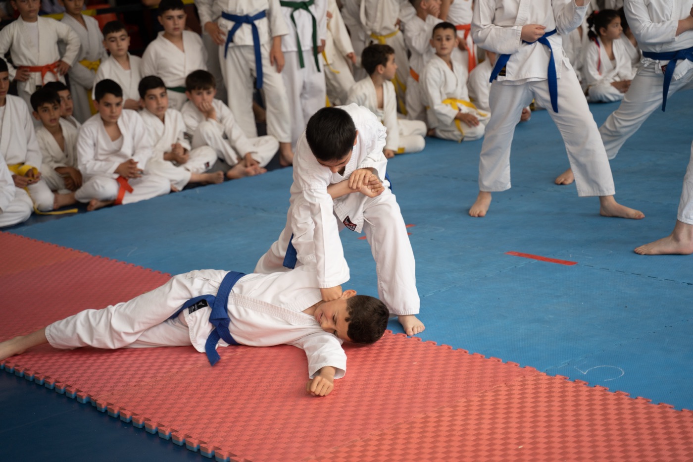 Students practising a throw