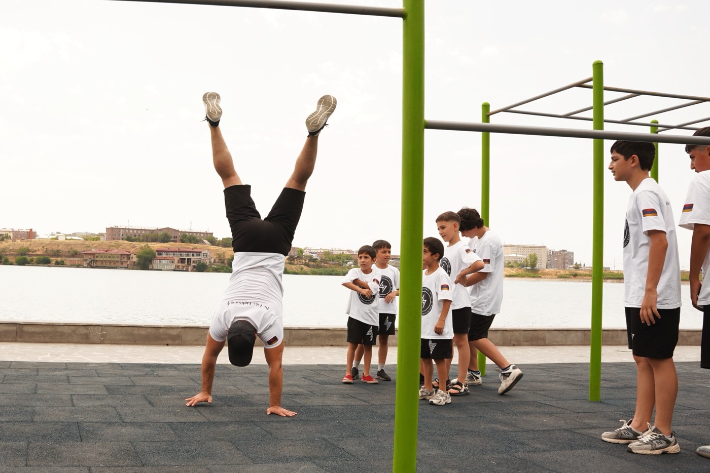 Outdoor training by the lake