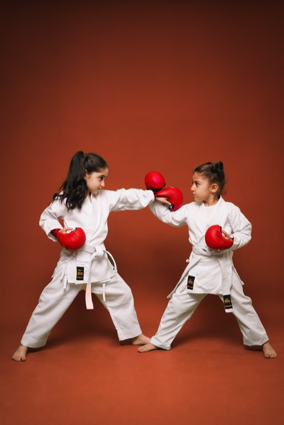 Young girls sparring
